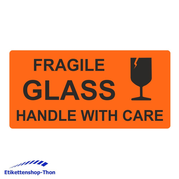 Versandetiketten "Fragile Glass handle with care" auf Rolle - 30 x 62 mm - 1000 Stück